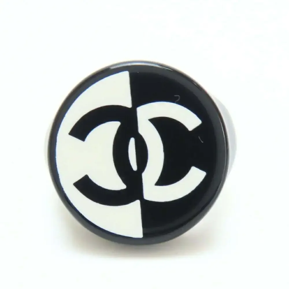 CHANEL Black Logo Ring